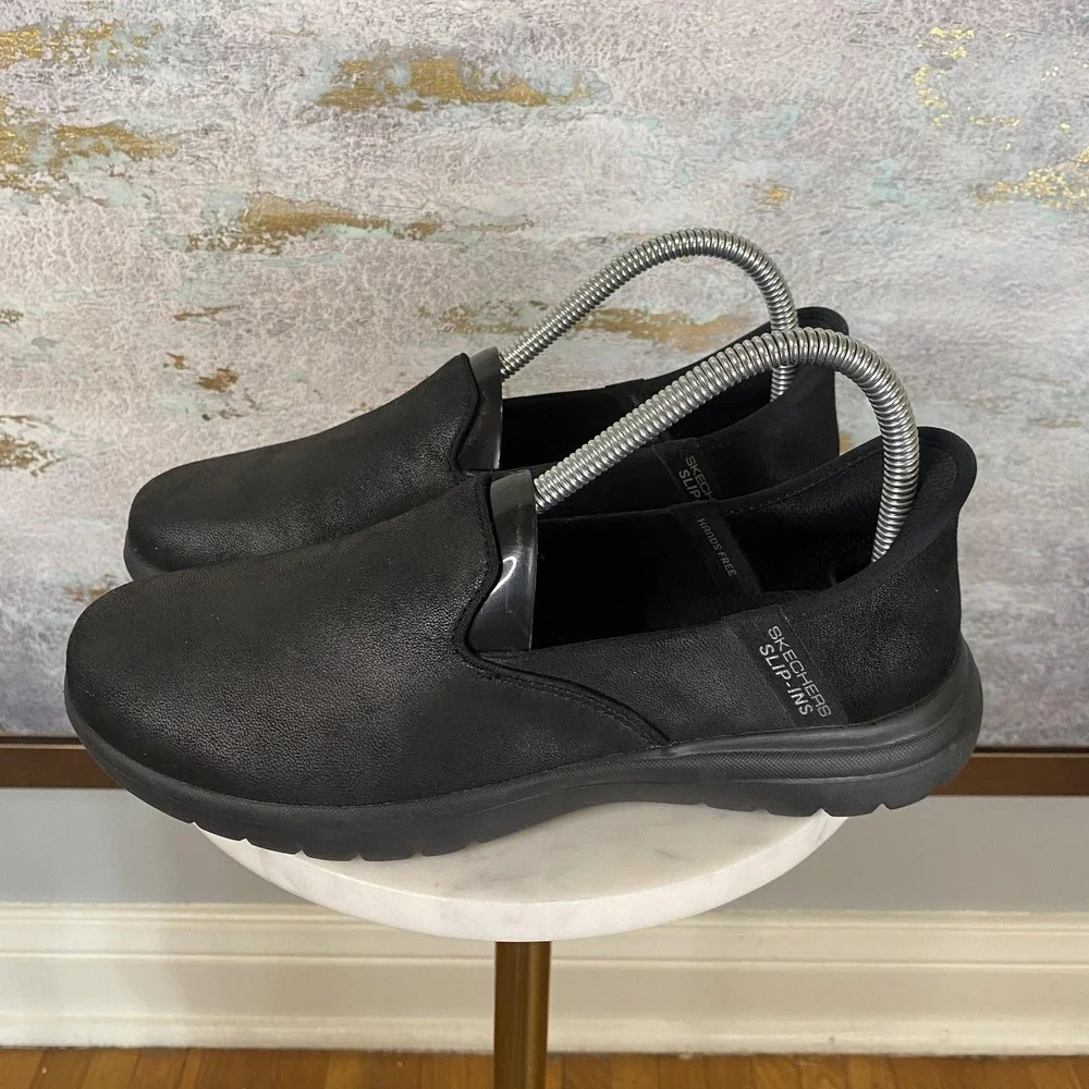 Skechers Slip-ins Shoes Womens Size 7 Black Slip On Walking Sneakers SN 136654